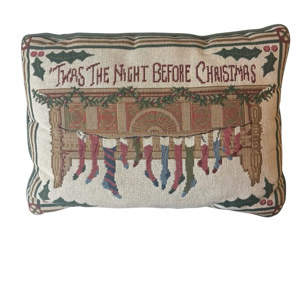 Vintage Tapestry Decorative Throw Pillow 'Twas The Night Before Christmas